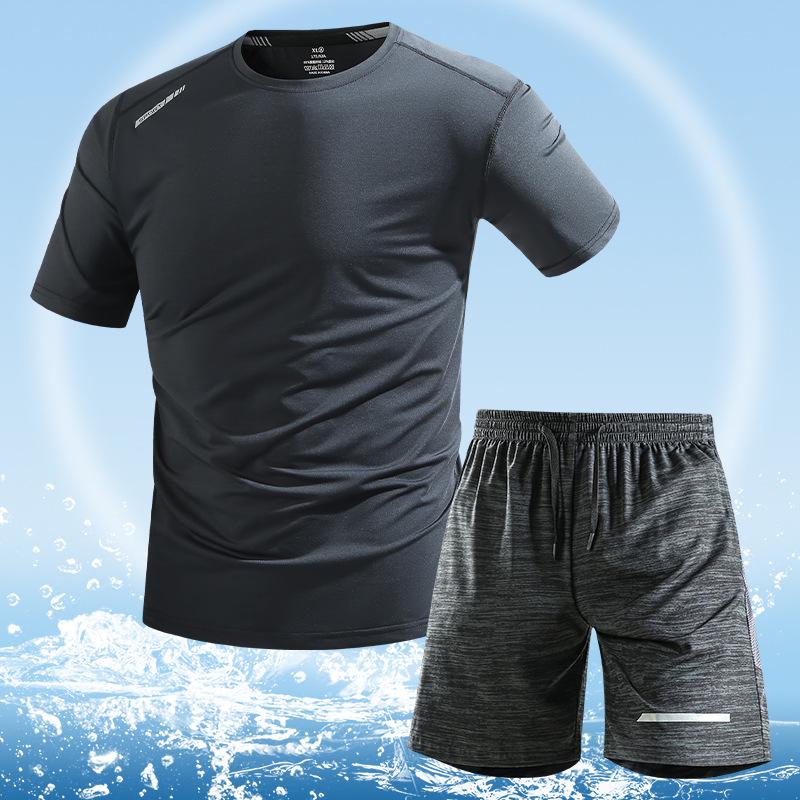 Men's Summer Quick-Dry Sports Set - Breathable Short Sleeve and Loose Shorts