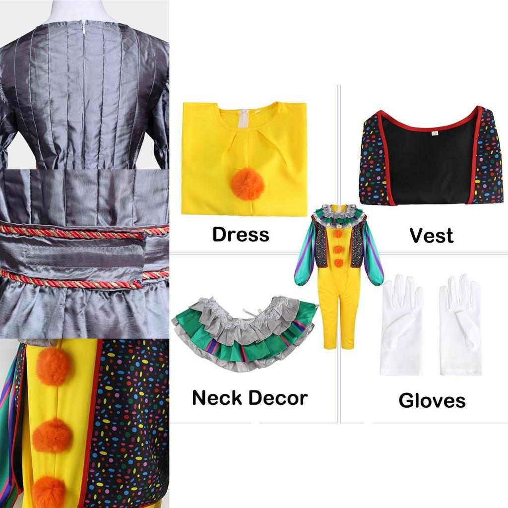 Authentic Pennywise Cosplay Costume For Kids Stephen King's It Clown Suit For Halloween Party