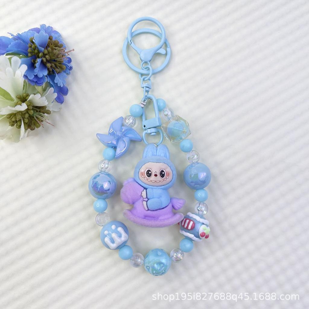 Flocking Wizard Cute Grain Mobile Phone Chain Keychain Bag Doll Pendant Accessories