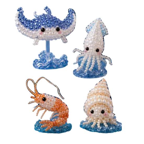 Tiny 3D Beaded Animal DIY Kit, Cute Mini Sea Life Beads Embroidery Kit, Handmade Bead Art Craft Making Set for Adults, Craft Lovers