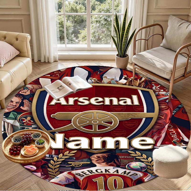 Custom Name Personalized Arsenal F.C Print Round Rug, Versatile Home Decor Carpet, for Playroom, Apartment, Balcony, Entryway, Hallway Gift