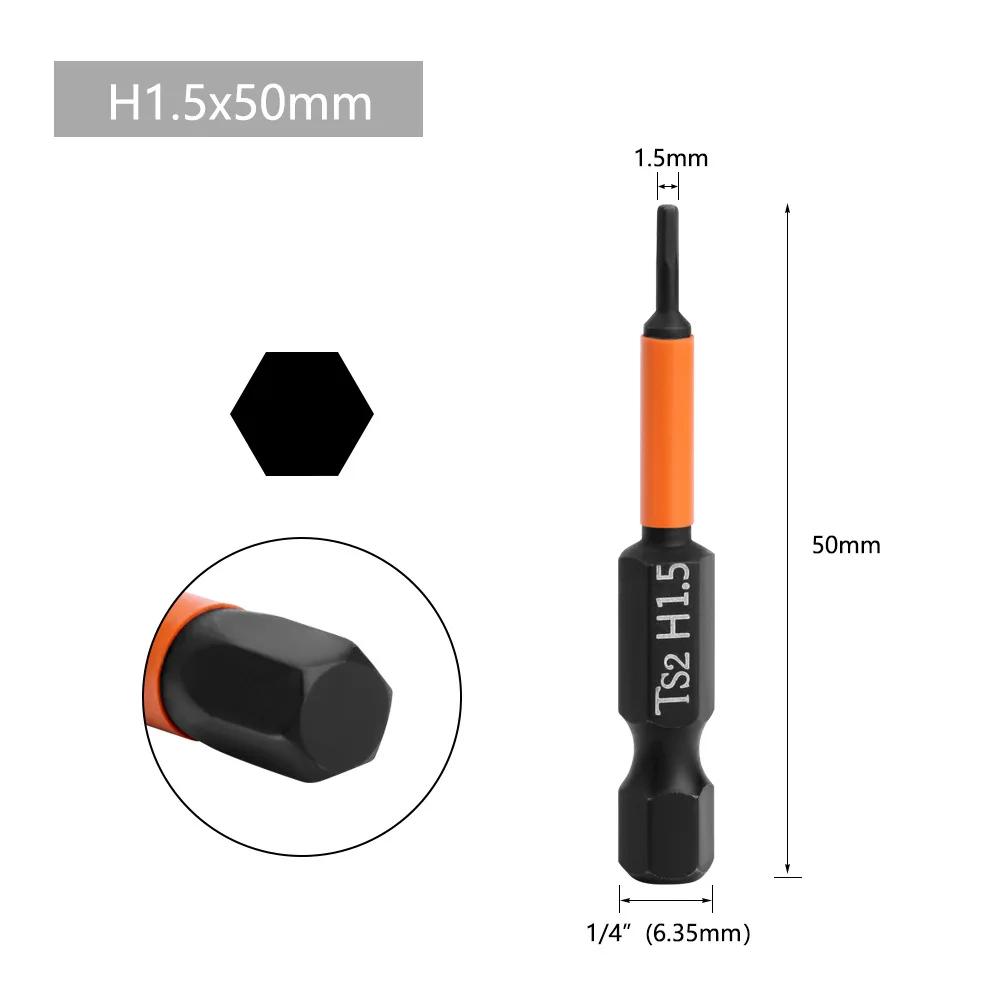 1pc 50/100mm Hex Head Wrench Drill Bit 1/4" Shank Quick Release Magnetic Screwdriver Bit H1.5 H2.5 H3.0 H4.0 H5.0 H6.0