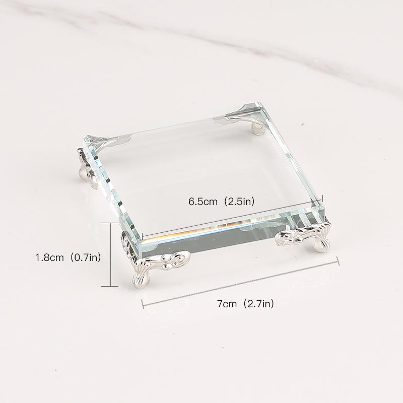 Pyramid Crystal Metal Ornament: Luxury Display Plate for Jewelry, Minerals, Figurines, & Wine