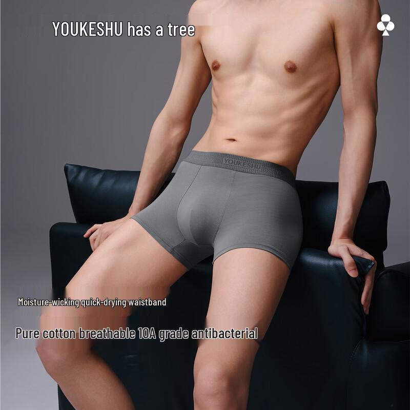 Youkeshu Men's 10A Antibacterial Cotton Boxer Briefs