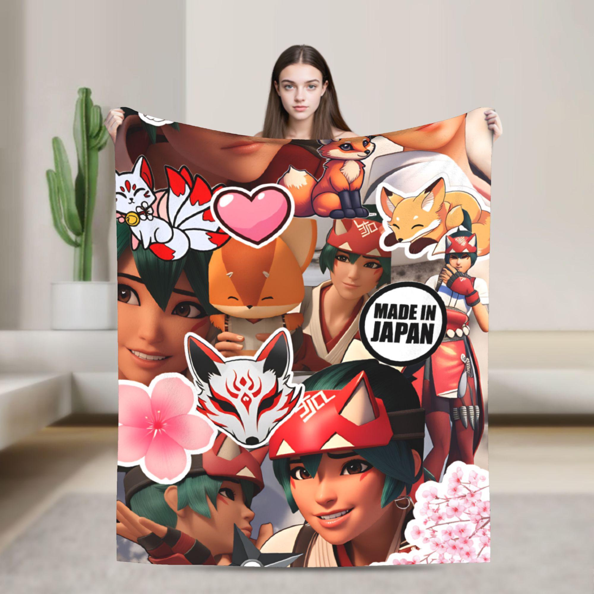 Overwatch Kiriko Blanket Quality Super Warm  Throw Blanket Winter Decorative Couch Bed Aesthetic Bedspread 75cmx90cm