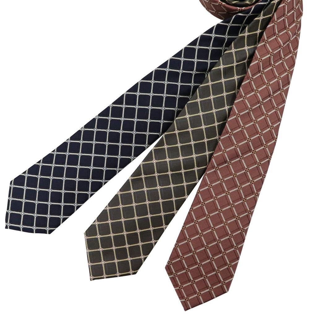 Made In Japan Silk Jacquard Check Pattern for Suits and Business [RACHEL] Necktie, 100% Weave, (Pattern B Olive)
