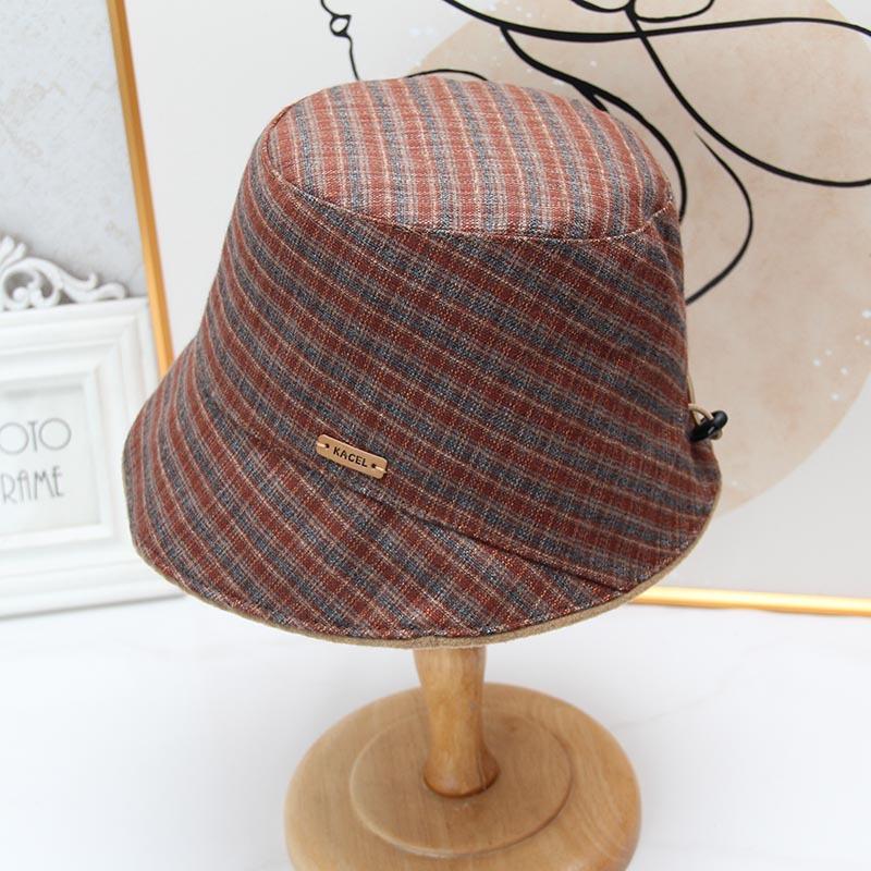Bucket hat Korea new plaid gradual change ins bucket hat women's early autumn niche design basin hat