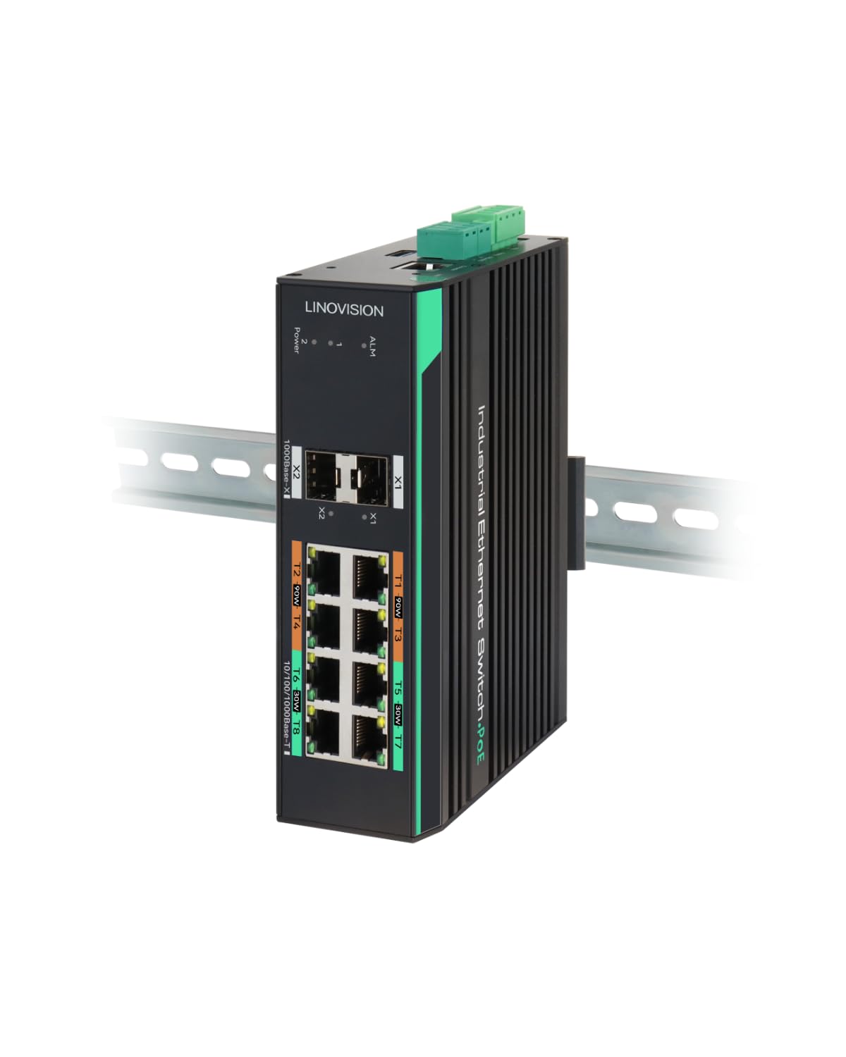 

LINOVISION 1000Mbps L2 management BT90W total POE budget support industrial design 8-port POE, switch, 2-port 1G/2.5GSFP, 4-port POE, 360W, 2-layer