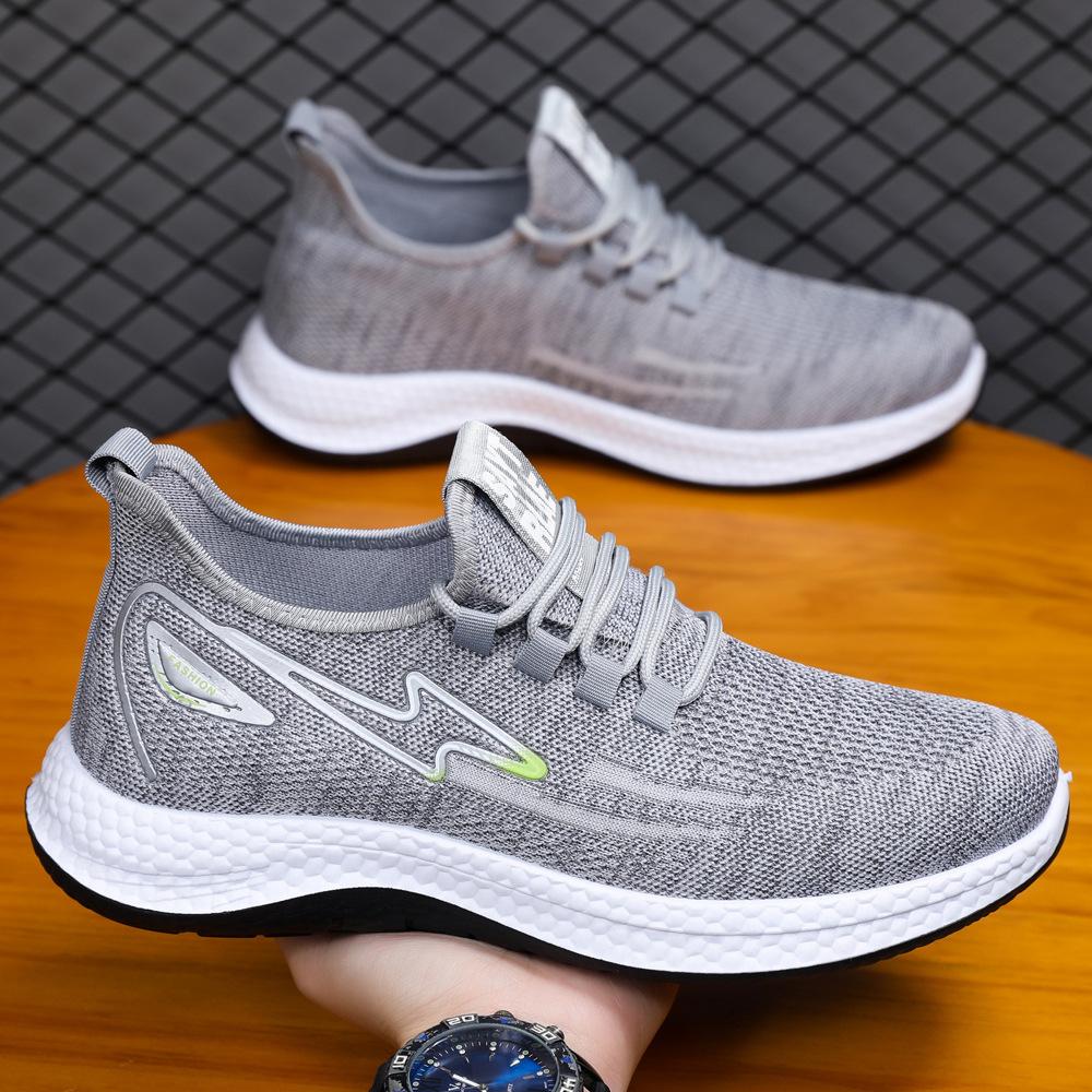 Spring and Autumn New Casual Single Shoes, Fly-woven Breathable Soft-soled Walking Shoes, Comfortable and Lightweight Sports Shoes
