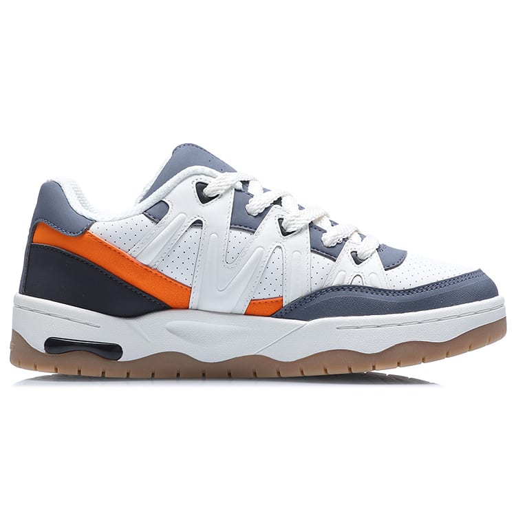 Li Ning Yufeng Synthetic Leather Comfortable Coverage Thermal Slip Resistant Low top Skateboard Shoes Men's White Gray AGCQ295-2