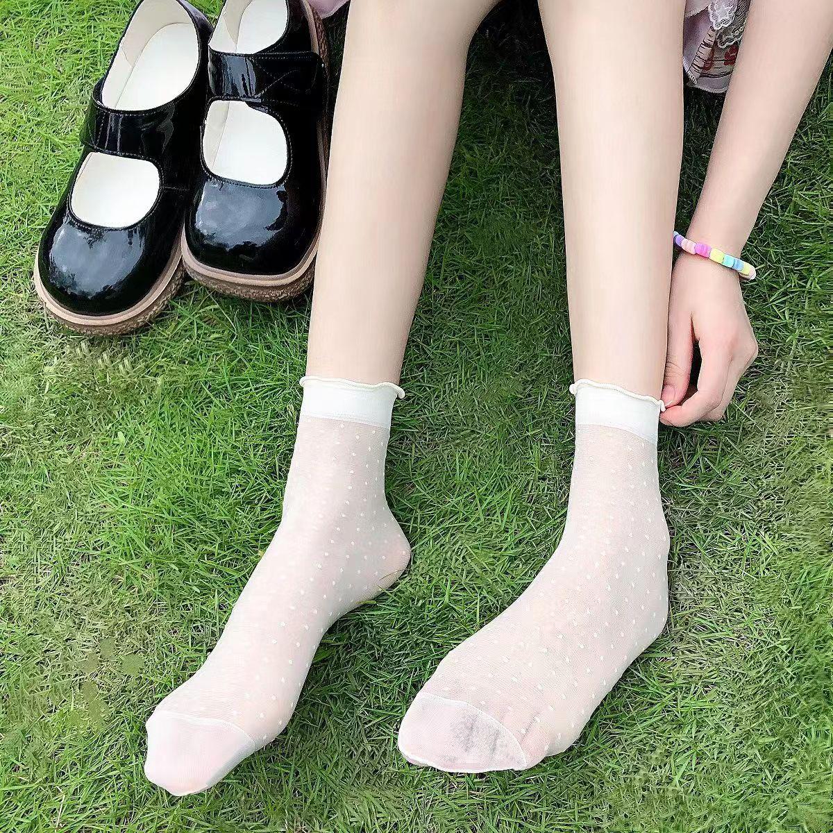 

Women s Crystal Lace-Trimmed Strawberry Sweet Lolita Mid-Calf Socks Argyle
