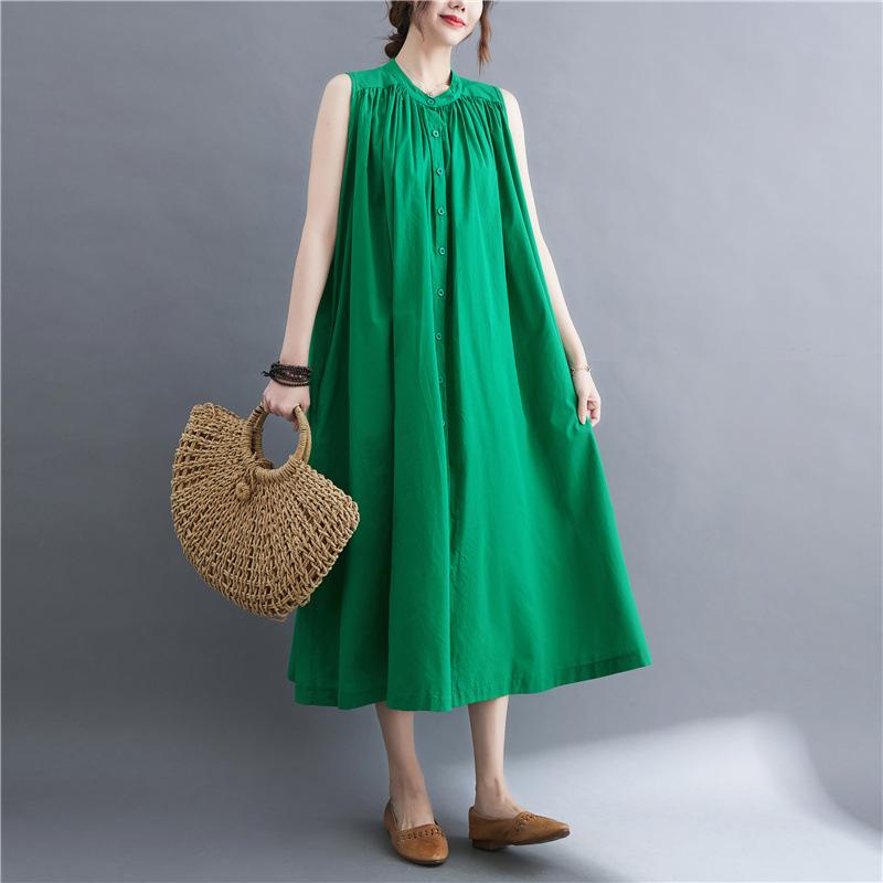 New Summer Plus-size Retro Sleeveless Mid-length Dress for Women