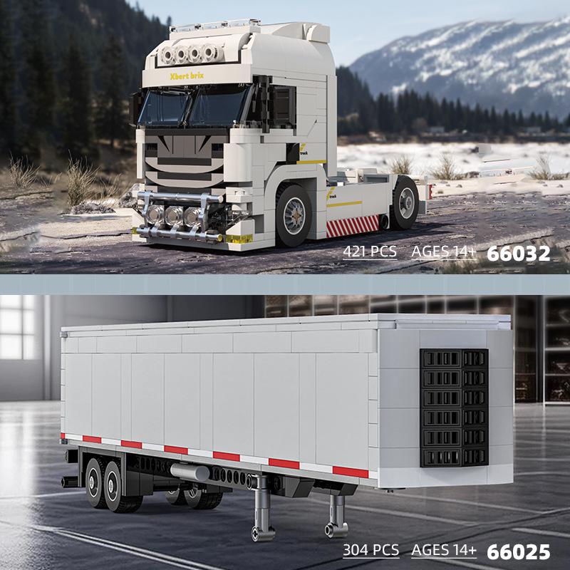 Brick Joy Transportation Truck Series: Semi-Trailer Car Building Blocks for Boys - Small Particle Assembly Toy