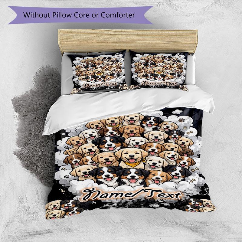 3PC Custom Name Puppy Cloud Art Bedding Set Printed  Bedding Set Duvet Cover Closure Includes 1 Duvet Cover & 209 Pillowcases for Bedroom