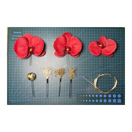Orchid Hair Accessories for Coming-of-Age Ceremonies, Japanese Weddings, Kimonos, and Yukatas - Tsumami Zaiku Style with U-Pin Attachment, Perfect