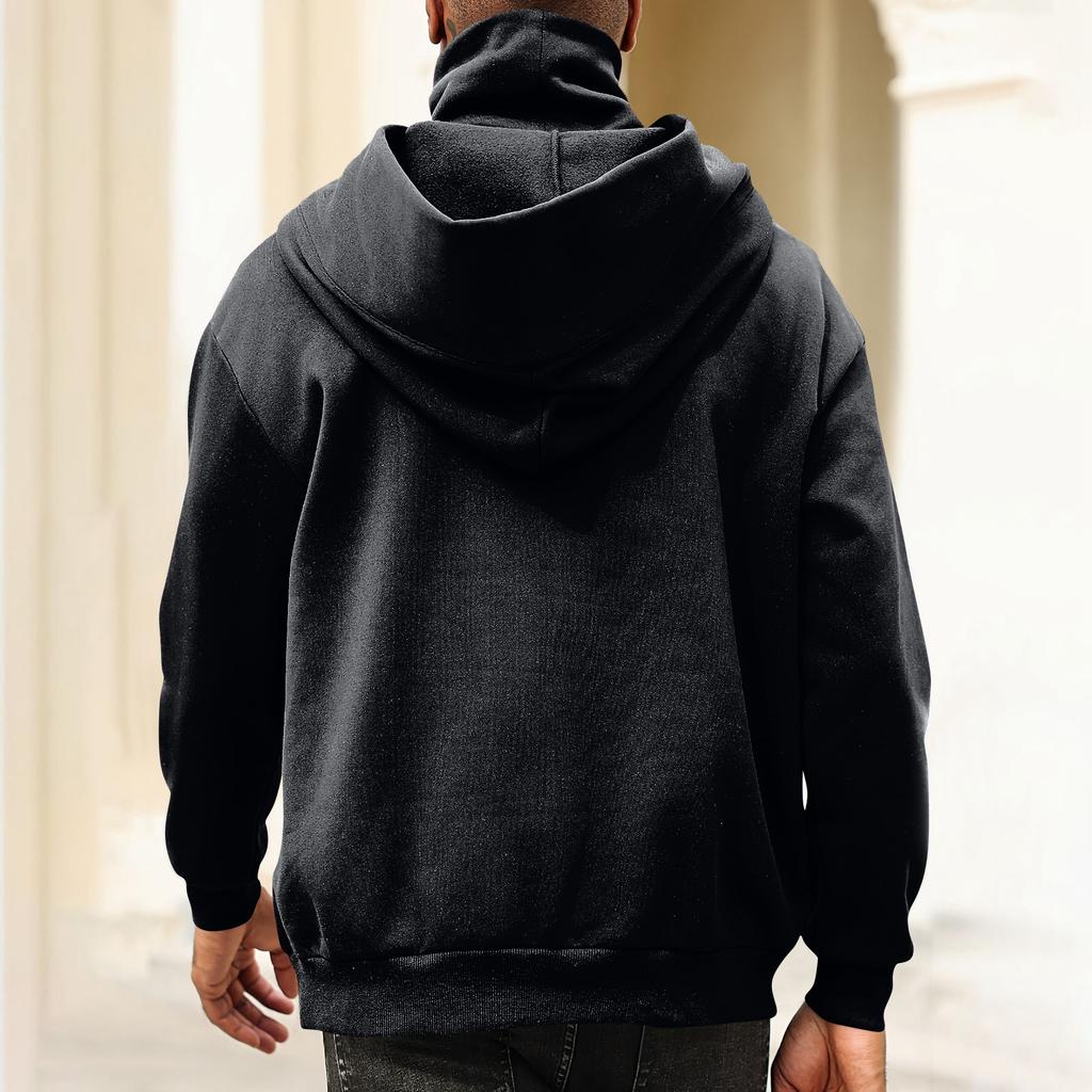 Herrenmode Einfarbig Langärmliger Kapuzenpullover mit Taschen Lässiges Sweatshirt-Oberteil