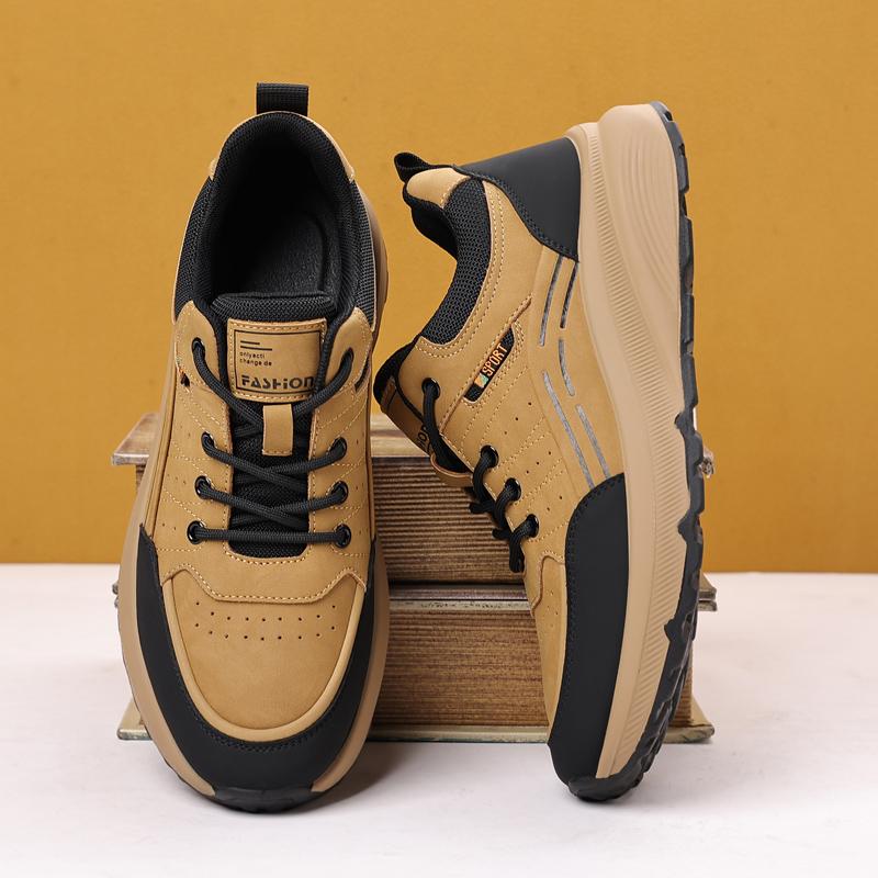 Pantofi de mers pentru bărbați la modă, lucrați manual, cu talpă groasă, pantofi casual de exterior pentru bărbați, cu șireturi, adidași pentru bărbați, de înaltă calitate, confortabili, încălțăminte de drumeție