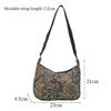 Casual Vintage Crossbody Bag Printed pattern Half Moon Shape Shoulder Bag Texture Messenger Bag for Women