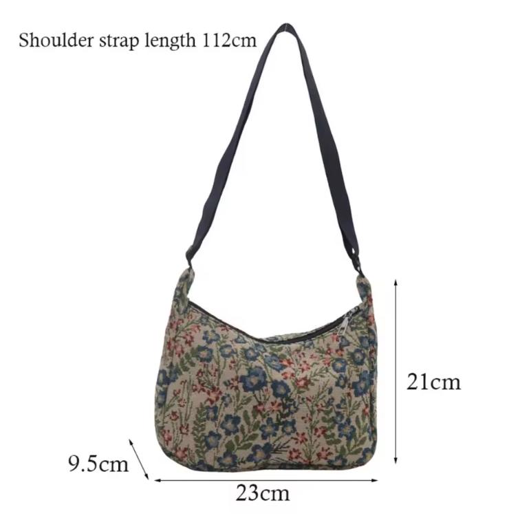 Casual Vintage Crossbody Bag Printed pattern Half Moon Shape Shoulder Bag Texture Messenger Bag for Women