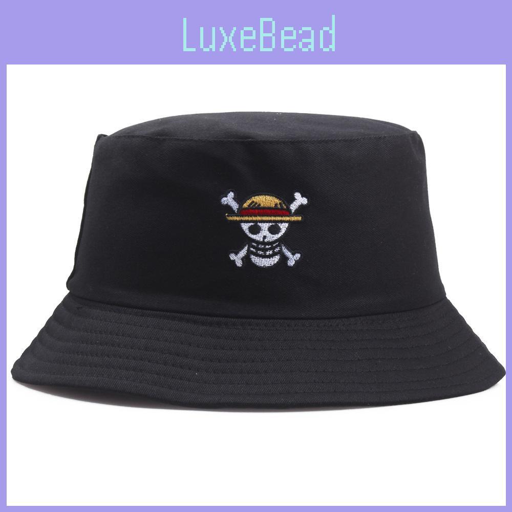 Skull One Piece Embroidered Unisex Breathable Double Sided Bucket Summer Hat