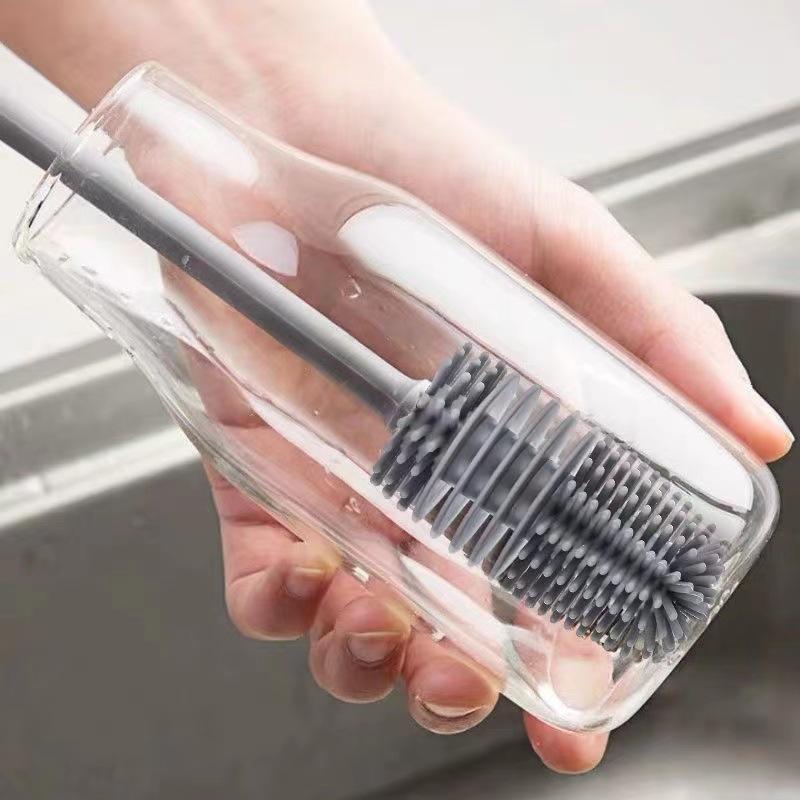 

Long Handle Bottle & Cup Cleaning Brush with No Dead Angles серый