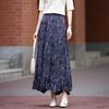 Demana Ice Crushed Star River Printed Pleated A-Line Midi Skirt