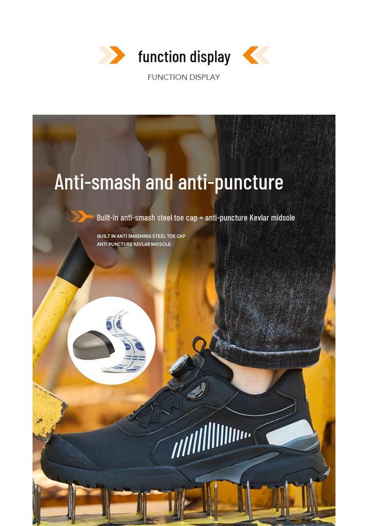 2026 Men's Lightweight Breathable No-Tie Safety Work Shoes: Anti-Smash & Anti-Puncture