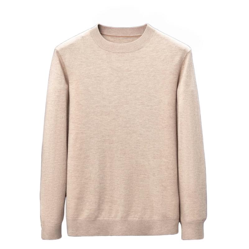 Hengyuanxiang Men's 95.5% Wool & 4.5% Cashmere Blend Round Neck Pullover Sweater