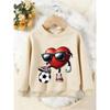 Unisex Kids Crewneck Sweatshirt, Cool Heart Sunglasses Soccer Cartoon Print Pullover, Boys Girls Sports Sweatshirt For Kids Over 4 Years Old