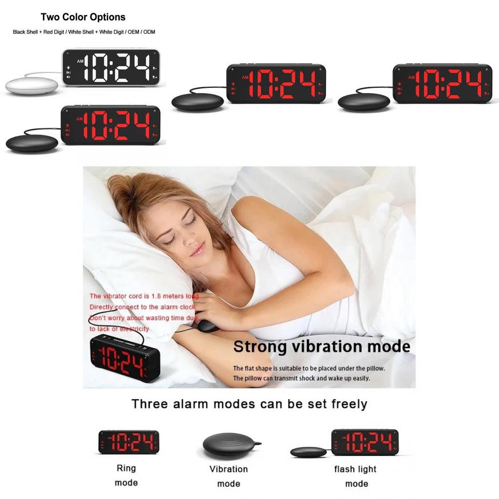 Contemporary Electronic Alarm Clock With Lcd Display And Vibration For Deep Sleep Relief