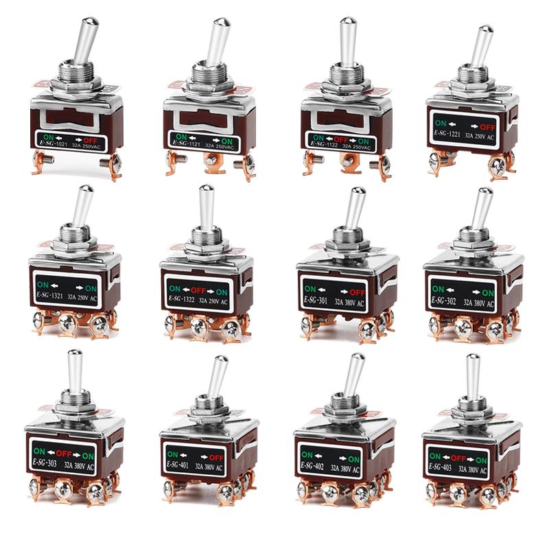 Self Reset/Self-locking Rocker Switch 2/3/4/6/8/9/12Pin Copper Pin Toggle Switch High Current 32A 250VAC Power Button Switch