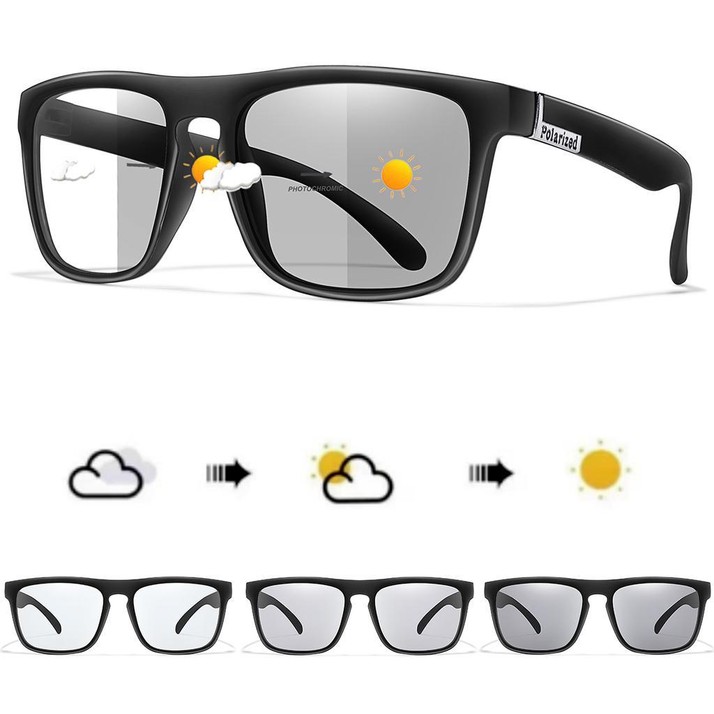 Photochromic Cycling Sunglasses for Men and Women Square Glasses Outdoor Sports Running, Hiking , Baseball