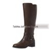 2024 Plus Size Women's Mid-Calf Side Zip Leather Boots