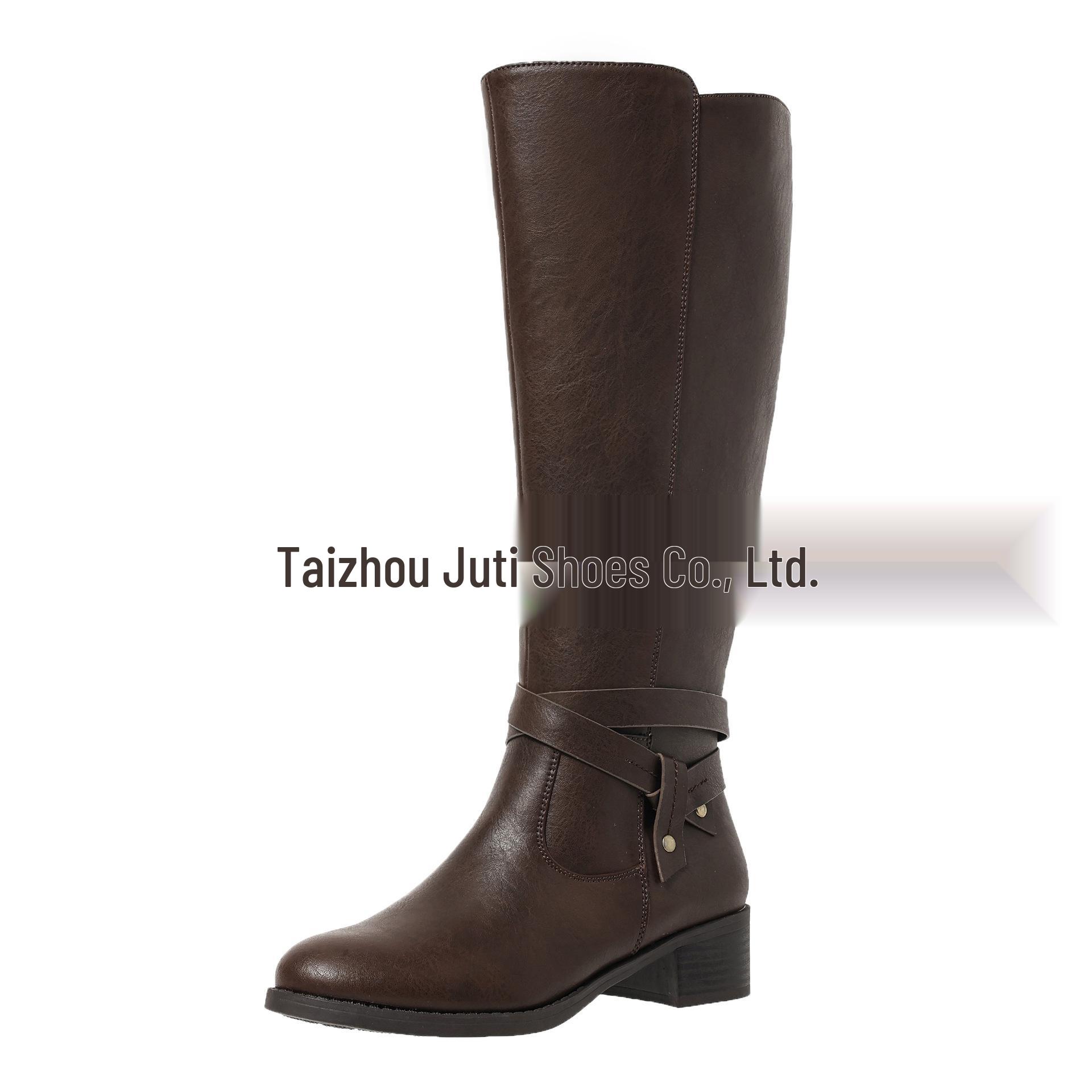 2024 Plus Size Women s Mid-Calf Side Zip Leather Boots US Size 7