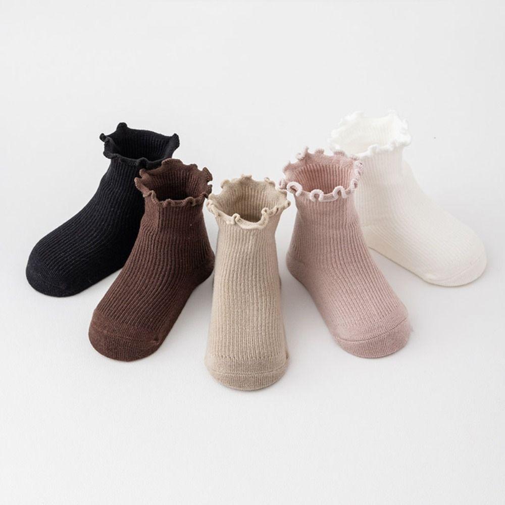 6Pairs Ruffle Baby Cotton Socks Breathable Toddle Sweet Socks Kids Short Tube Socks  Newborn