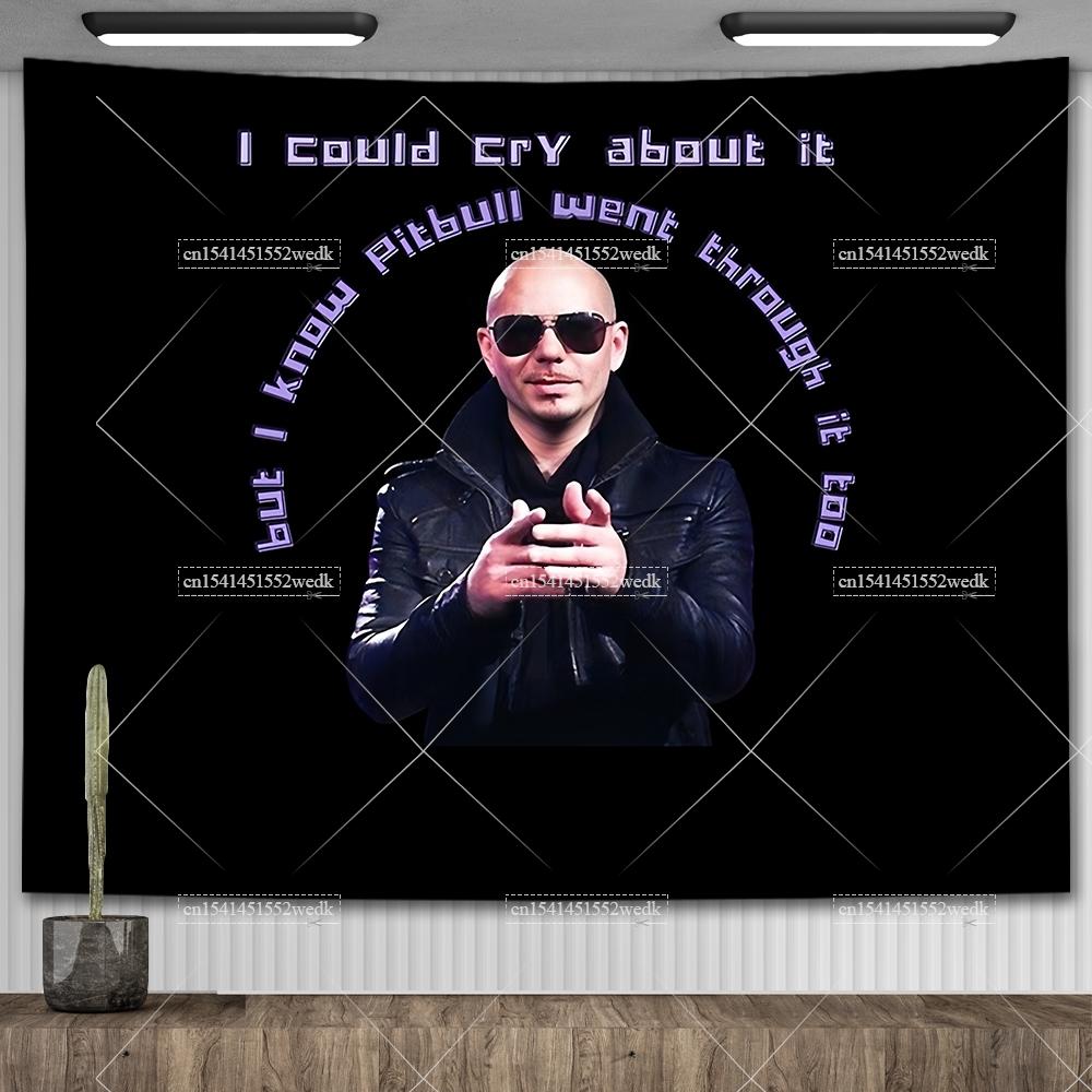 

Mr Worldwide Says To Live Laugh Love Flag Tapestry MR 305 Pitbull Meme Tapestry Large Fabric Wall Hanging Tapestries Yoga Mats 74x94cm(29x37in)