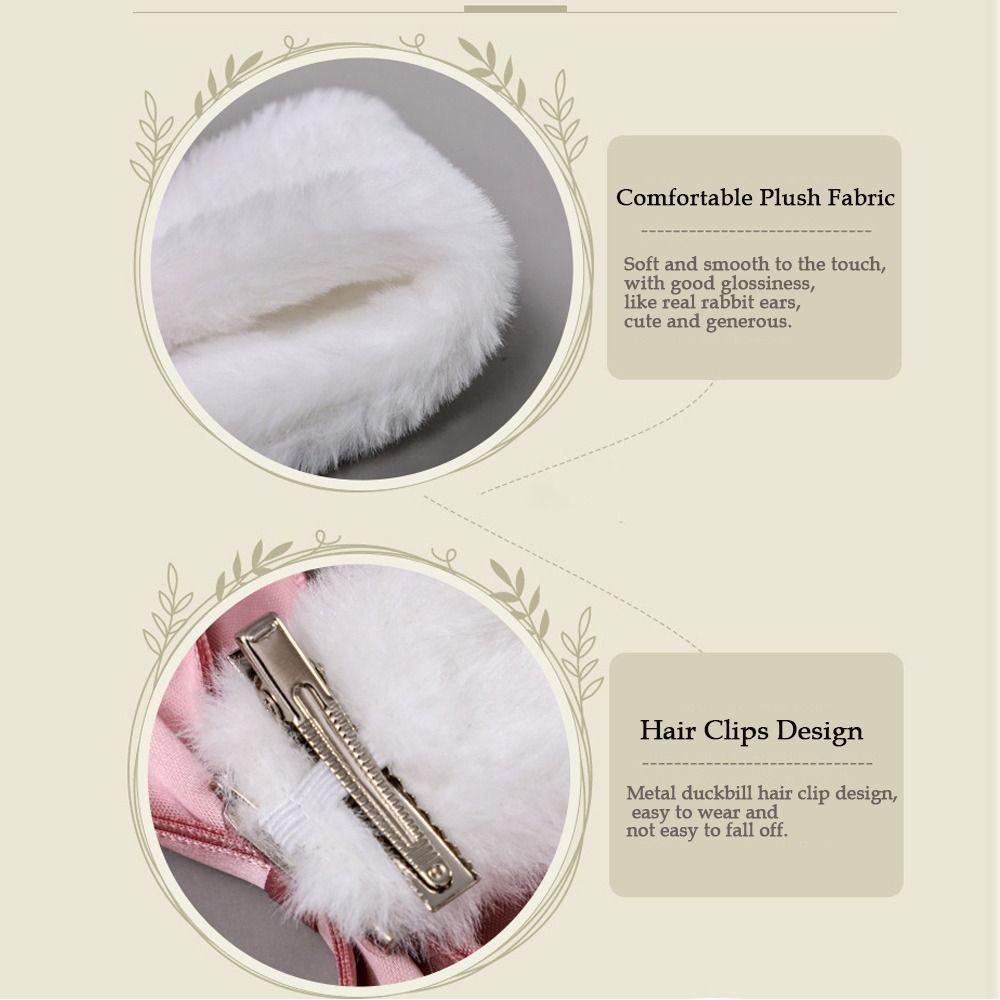 Plush Lolita Hairclips Soft Cosplay Headwear Kawaii Bunny Ears Hairpin  Party Wear