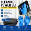 Household Cleaning Kit, 2 Streak-Free 30*40cm Microfiber Cloths + 2 Pairs Nitrile Protective Gloves for Glass & Mirror Cleaning