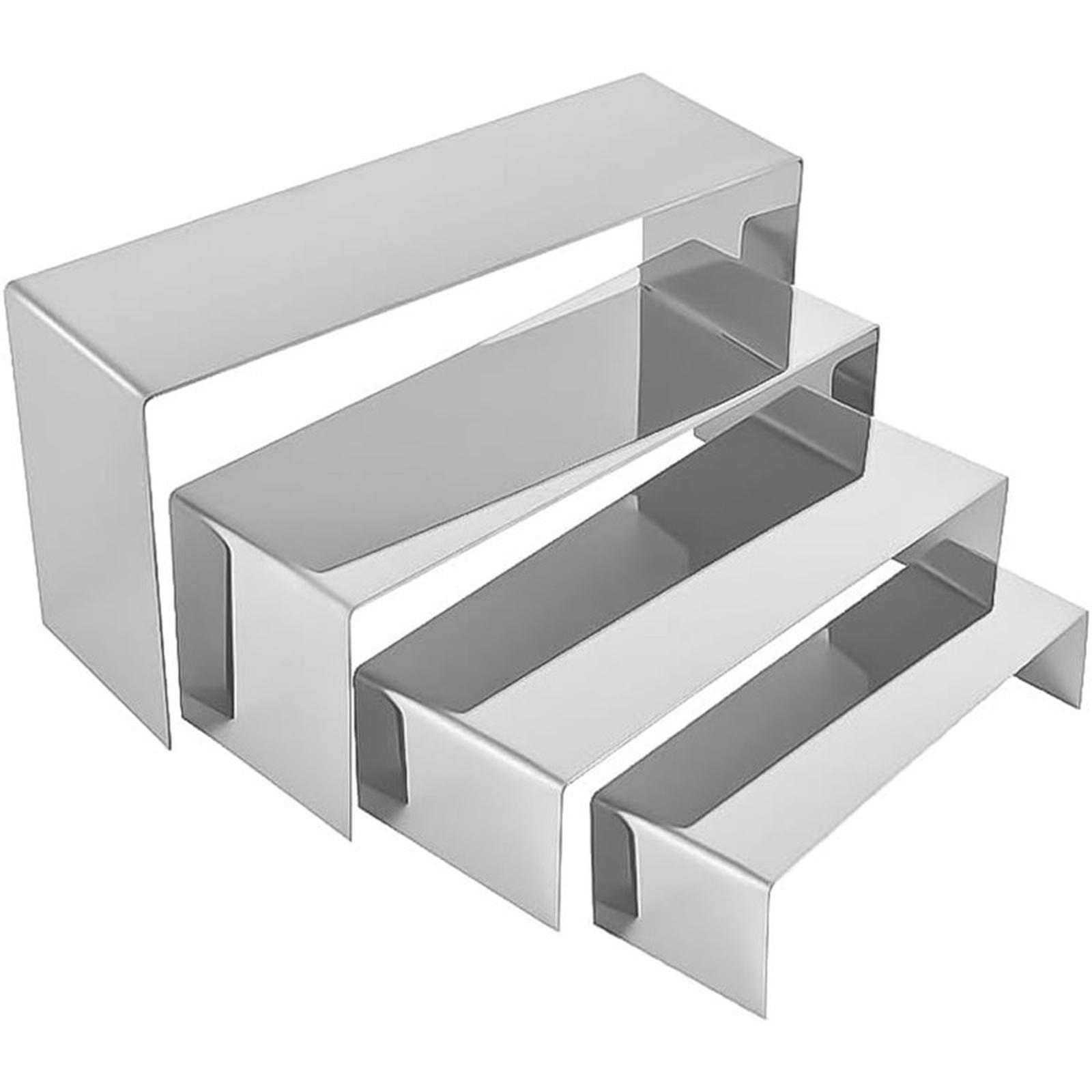 

Stainless Steel Display Riser Multi Tier Metal Display Stand Desktop Organizer for Jewelry Perfume and Small Items Display One Size