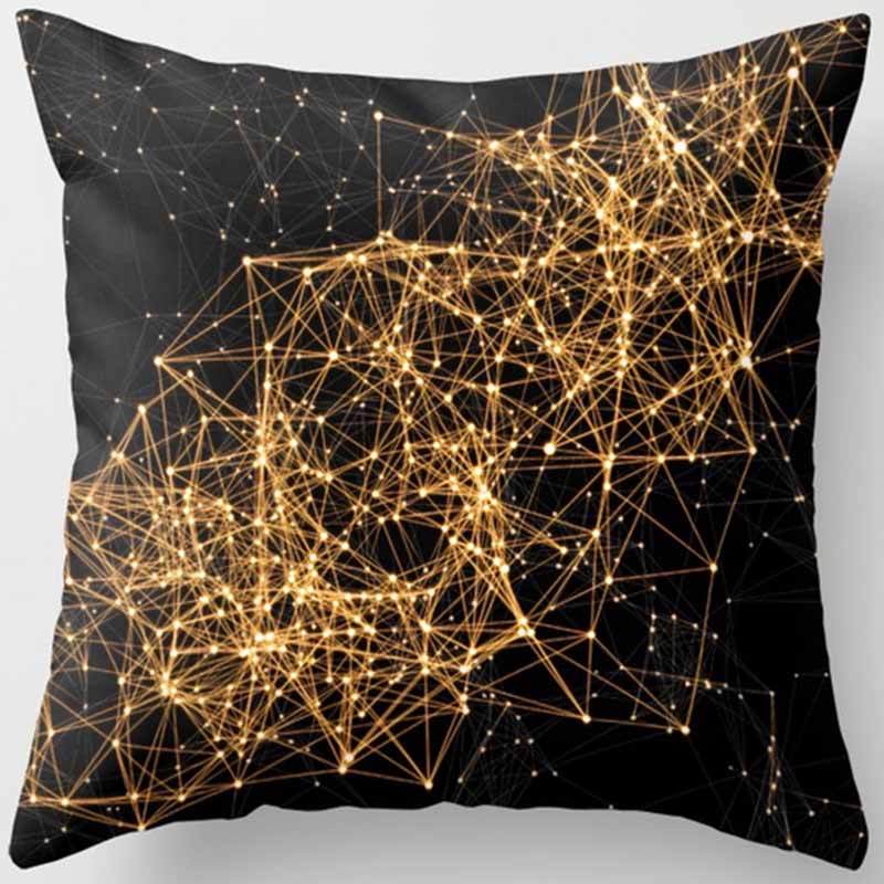 Black and Yellow Square Pillowcase, Home Decoration, Car Sofa Cushion Cover 45cm*45cm