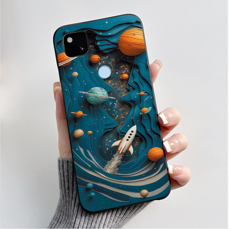 Case For Google Pixel 4a Luxury Fashion Butterfly Flowers Soft Matte TPU Silicon Back Cover Black For Pixel4a 4G 5G Phone Case