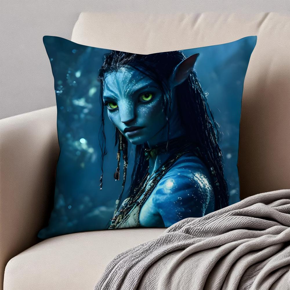Epic SciFi Movie AAvatar The Way of Water Cushion Cover Pillowcase Antidustmite Invisible Zipper Short Plush Sofa Cushion