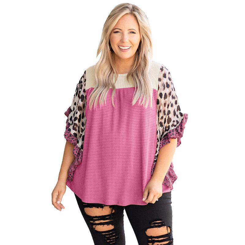 Shi Ying Plus Size Women s Color Block Ruffle Patchwork T-shirt 2X