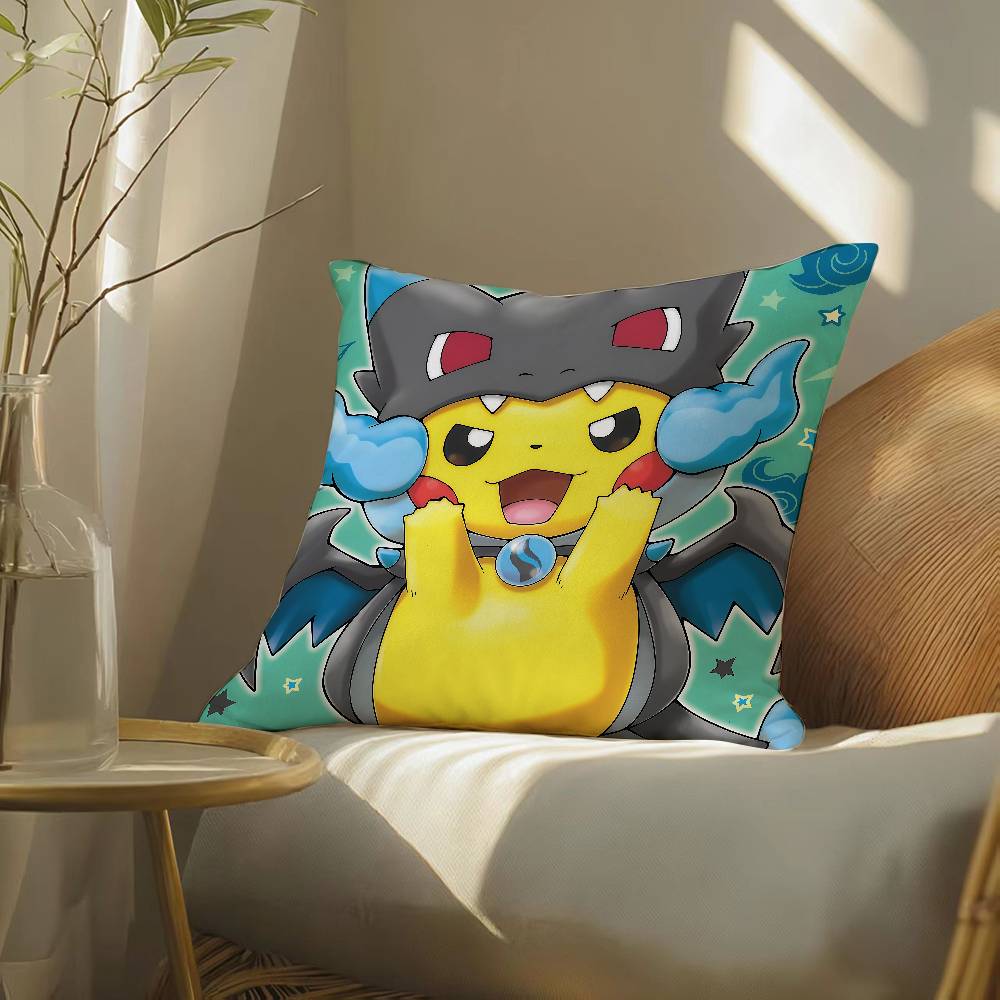 Pokemon Monster Collection Anime Plush Pillow Cover Soft Short Plush Cushion Cover For Sofa Bedroom Home Decor Gift