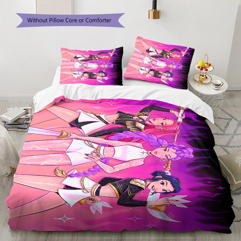 Biancheria da letto con motivo Demon Hunters Kpop, Set piumone Copripiumino Federa Regalo di Compleanno per la Casa (1 * copripiumino + 2 * federa, senza nucleo)