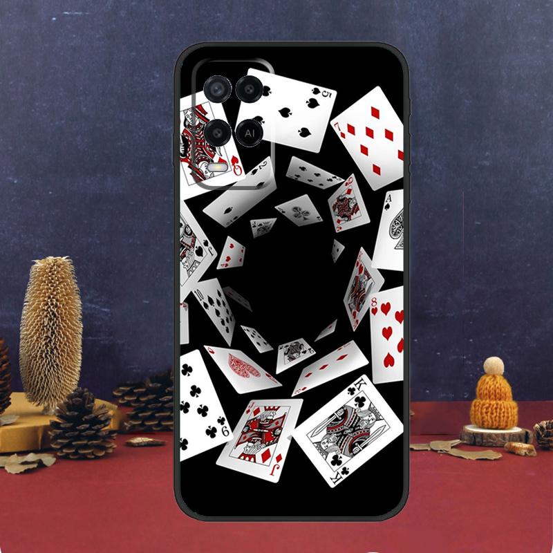Poker Playing Card Case For Oppo A80 A60 A40 A78 A98 A58 A38 A18 A54 A74 A94 A96 A76 A16 A15 A17 A57 A5 A6 Pro