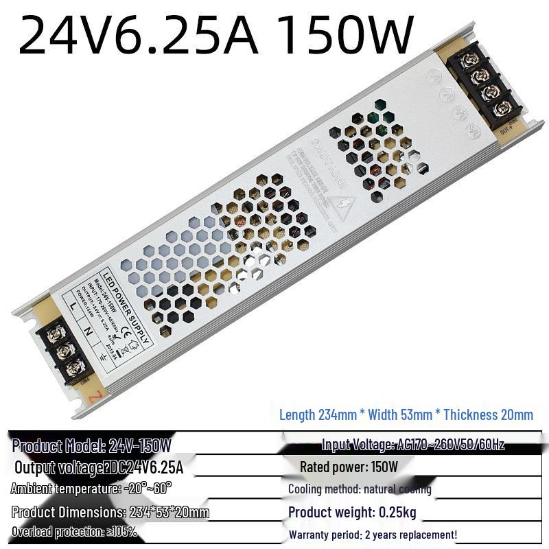 LED Ultra-Thin Fabric Light Box Switchable Power Supply, 12V/24V, Long Strip, 60W to 400W