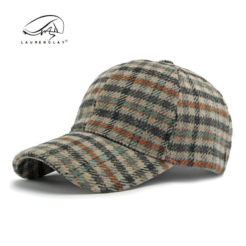 Hats Men and Women Autumn and Winter Versatile Warm Plaid Hard Top Baseball Cap Outdoor Sunscreen Shade Cap