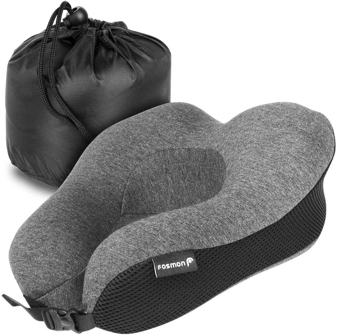 

Подушка для шеи Fosmon Travel с ушами, мягкая и удобная, с эффектом памяти, для поддержки шеи, головы и подбородка, для путешествий, стираемая в стиральной машине, из хлопка, для самолета, автомобиля, автобуса