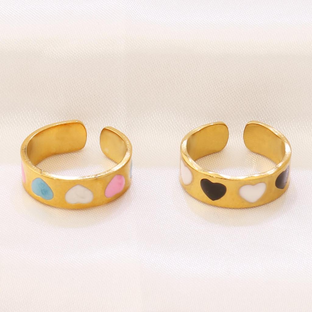 18K Gold Plated Heart Shape Resin Open Ring - Women's Jewelry